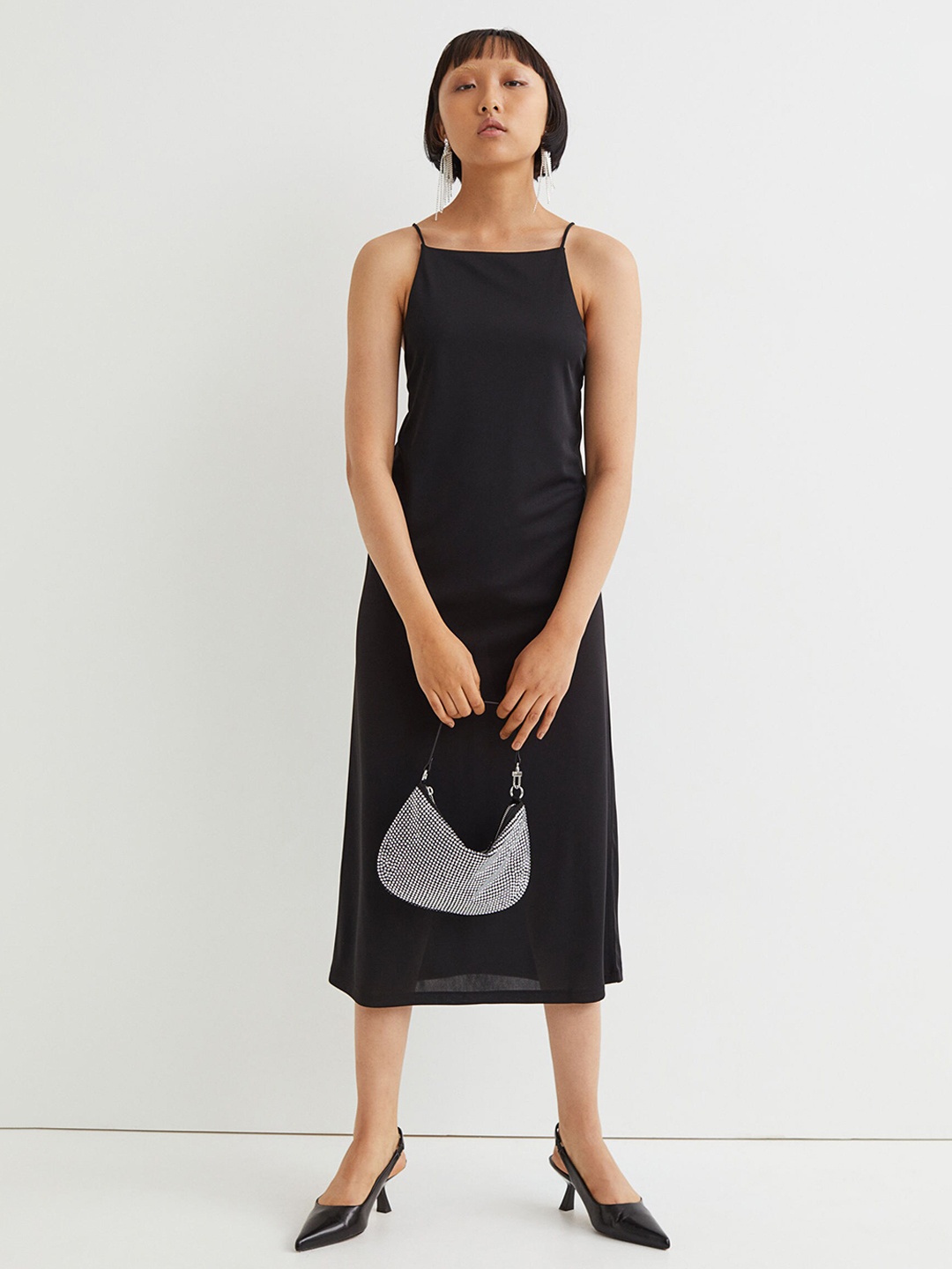 H&M Women Black Solid Sleeveless Jersey Dress
