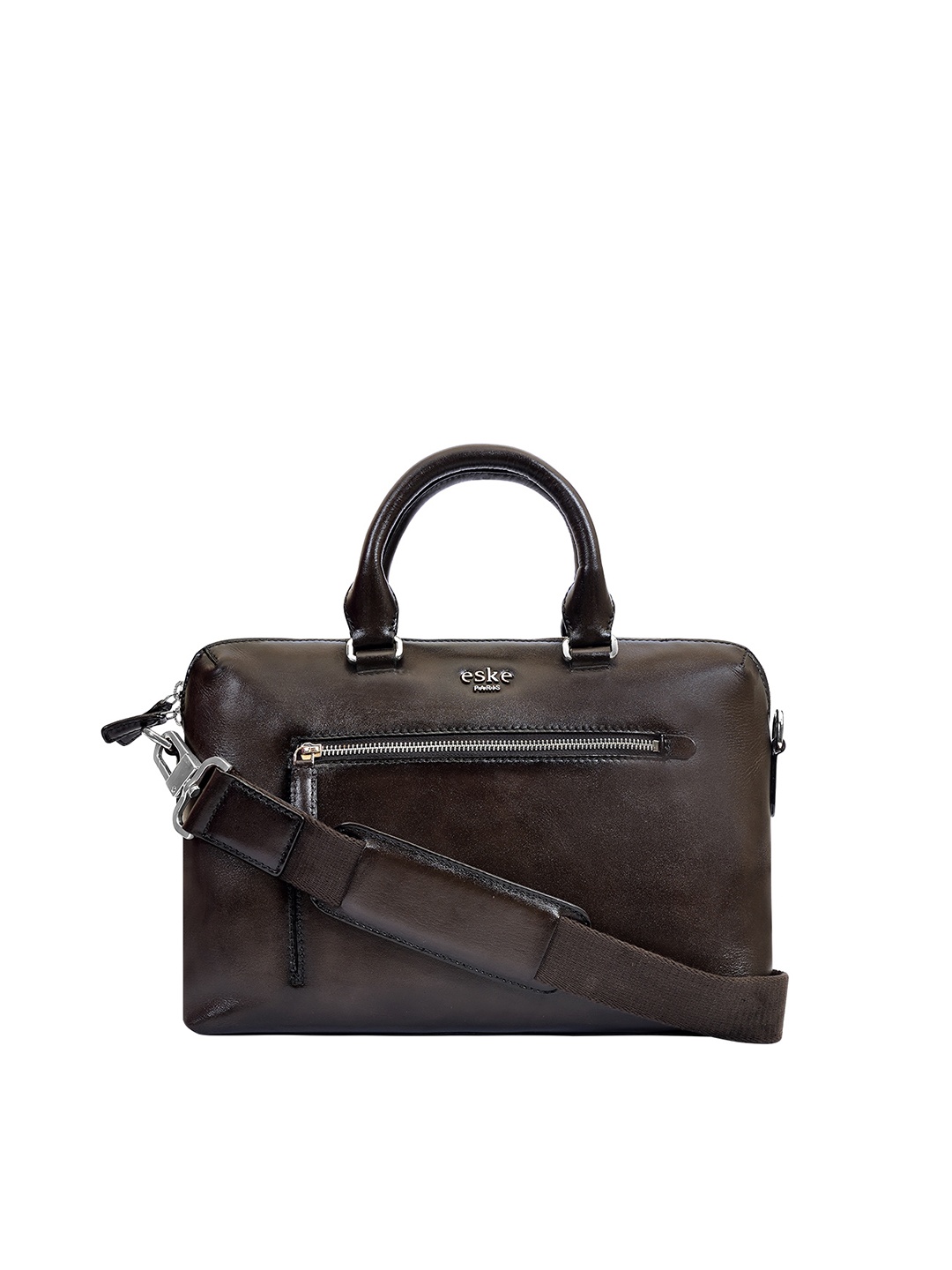Eske Men Brown Leather Laptop Bag