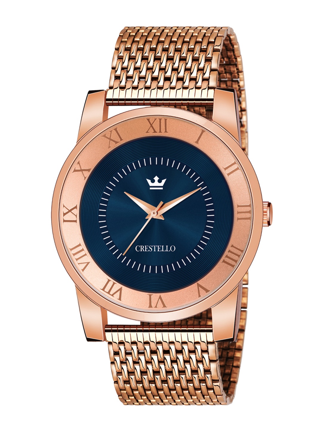 CRESTELLO Men Blue Embellished Dial & Rose Gold Toned Bracelet Style Straps Analogue Watch
CRESTELLO Men Blue Embellished Dial & Rose Gold Toned Bracelet Style Straps Analogue Watch