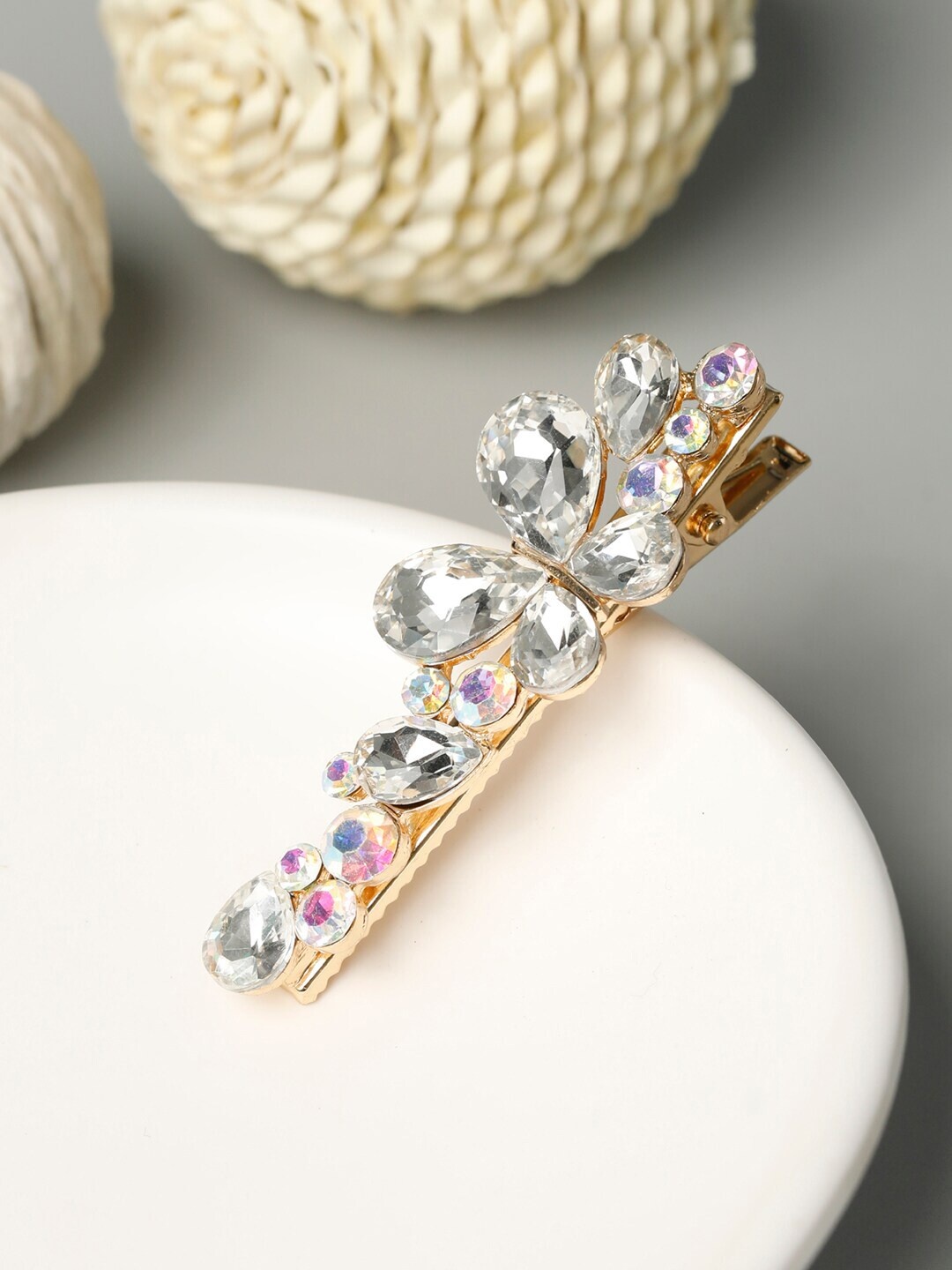 PRITA BY PRIYAASI Women Gold-Plated & White Stones-Embellished Butterfly Alligator Hair Clip
PRITA BY PRIYAASI Women Gold-Plated & White Stones-Embellished Butterfly Alligator Hair Clip