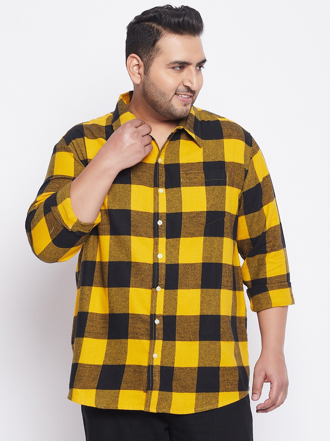 bigbanana Plus Size Men Yellow & Black Comfort Buffalo Checks Pure Cotton Casual Shirt
bigbanana Plus Size Men Yellow & Black Comfort Buffalo Checks Pure Cotton Casual Shirt