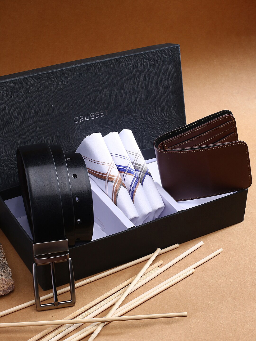 CRUSSET Men Black 3 Formal Belt