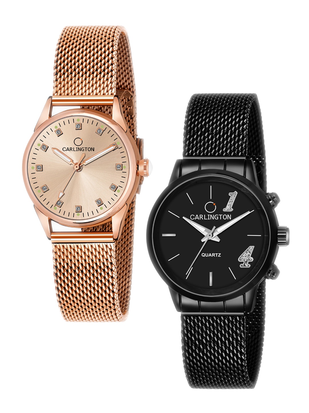 CARLINGTON Women Pack Of 2 Stainless Steel Bracelet Style Straps Analogue Watches, Gold
CARLINGTON Women Pack Of 2 Stainless Steel Bracelet Style Straps Analogue Watches, Gold