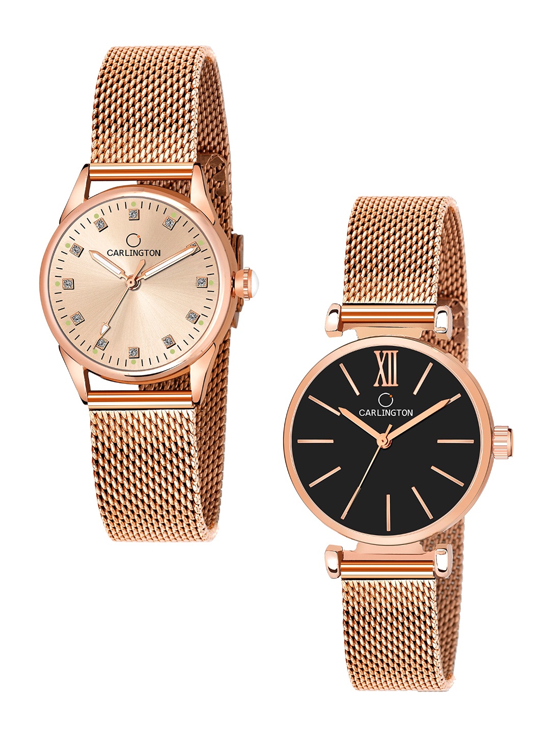 CARLINGTON Women Set of 2 Multicoloured Stainless Steel Bracelet Style Analogue Watch, Rose gold
CARLINGTON Women Set of 2 Multicoloured Stainless Steel Bracelet Style Analogue Watch, Rose gold