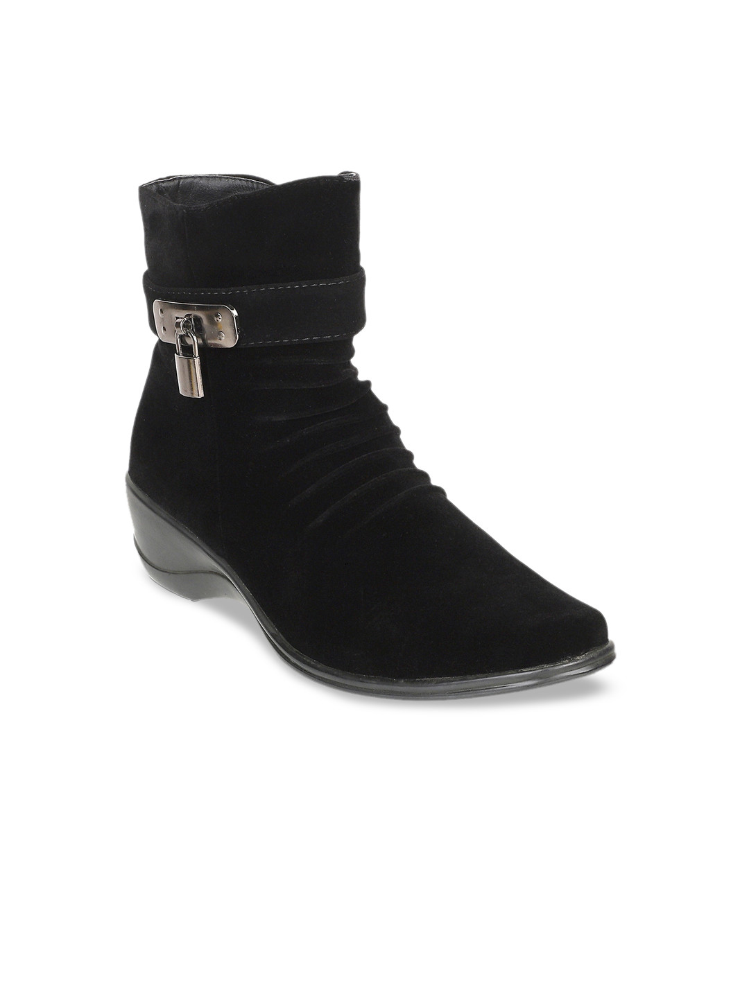 SHUZ TOUCH Black Velvet Mid-Top Heeled Boots 
SHUZ TOUCH Black Velvet Mid-Top Heeled Boots