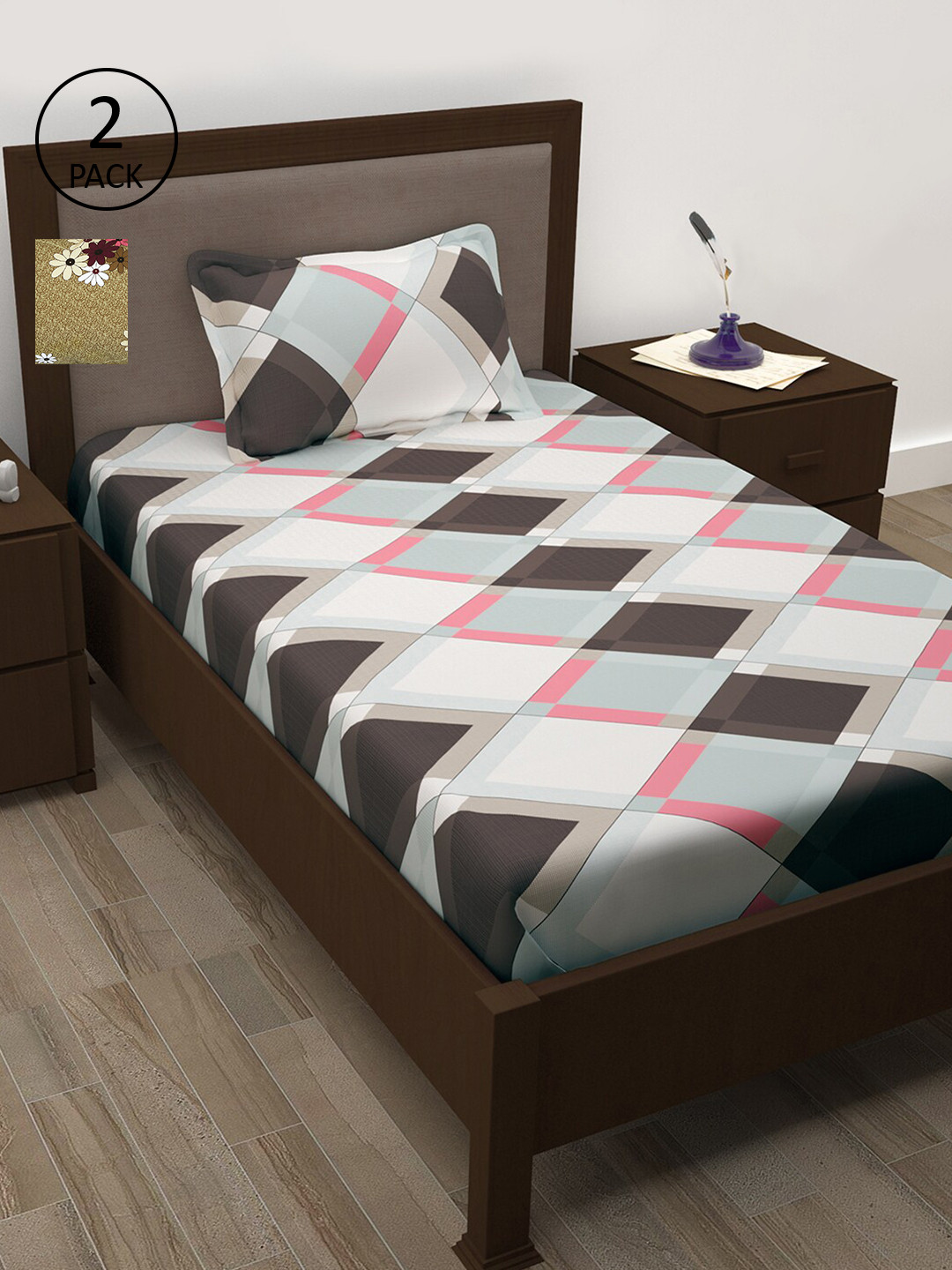 Story@home Unisex 210 TC 2 Single Bed Bedsheet with 2 Pillow Covers, Multi
Story@home Unisex 210 TC 2 Single Bed Bedsheet with 2 Pillow Covers, Multi