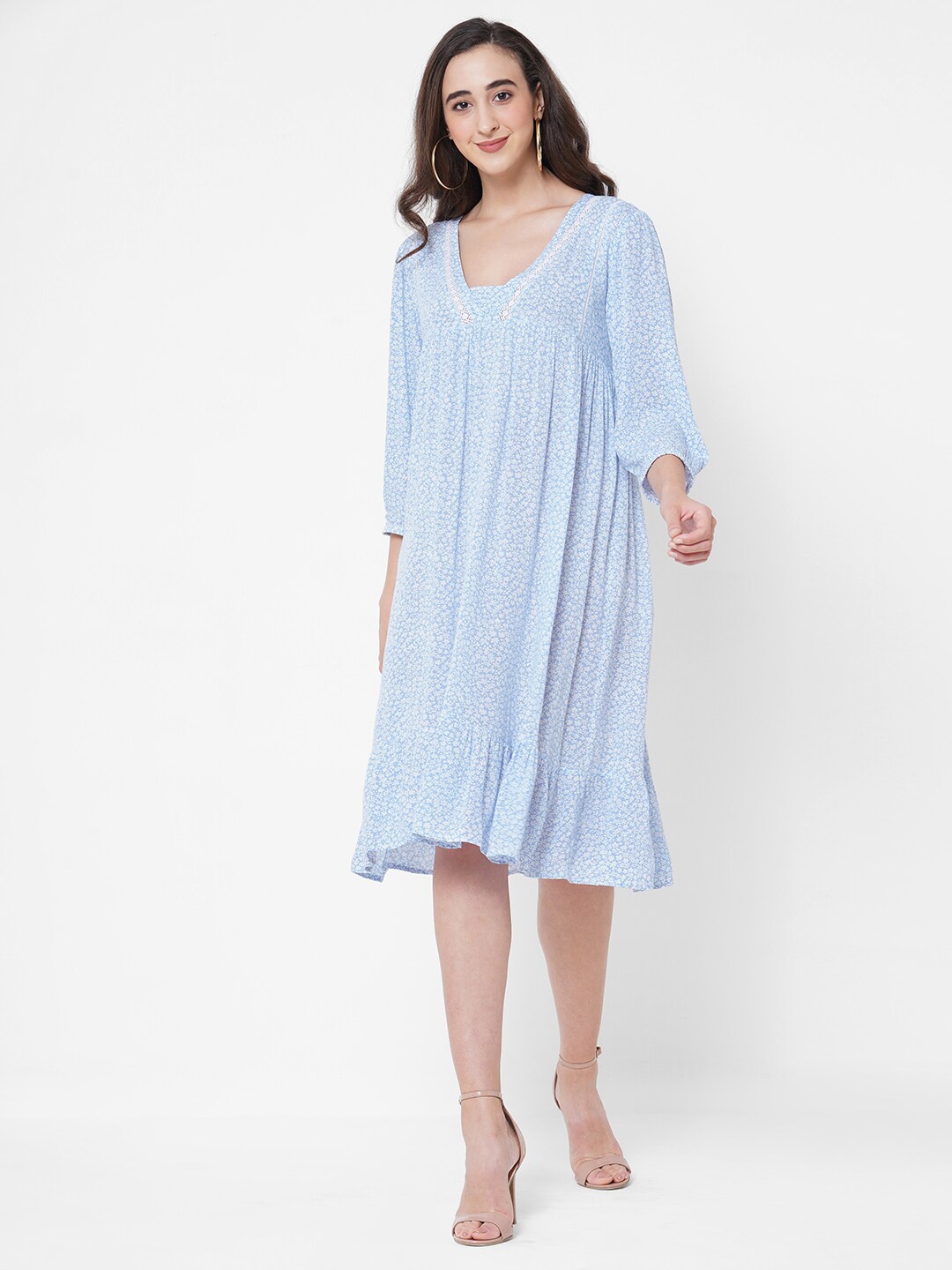 PAPA BRANDS Blue Striped A-Line Dress