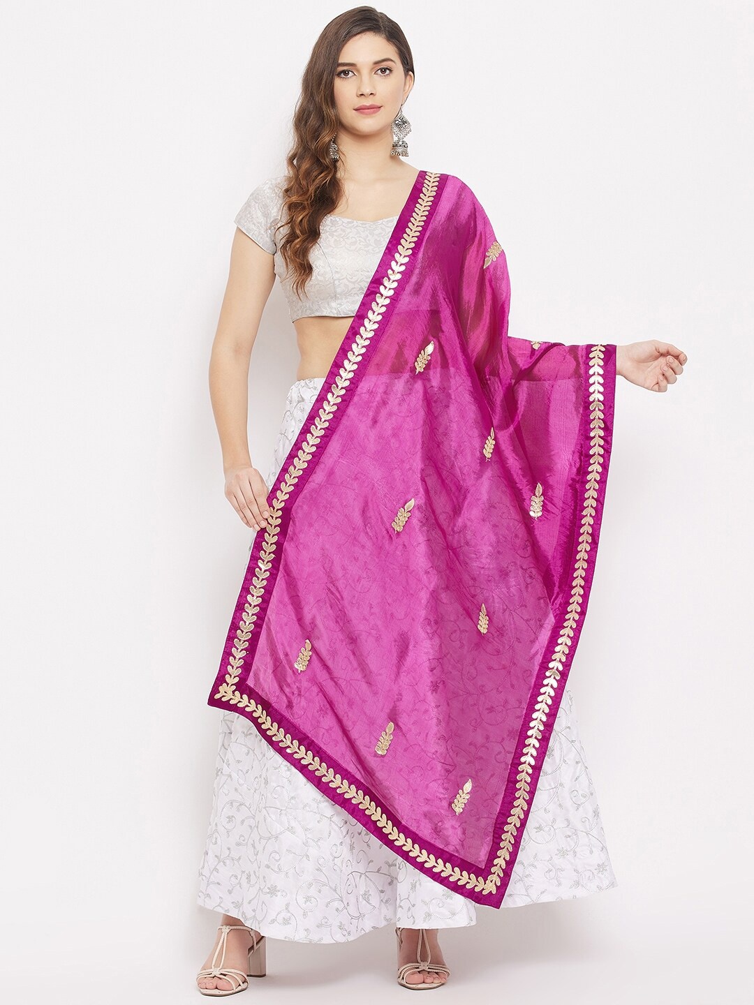 Clora Creation Purple & Gold-Toned Ethnic Motifs Embroidered Dupatta with Gotta Patti
Clora Creation Purple & Gold-Toned Ethnic Motifs Embroidered Dupatta with Gotta Patti