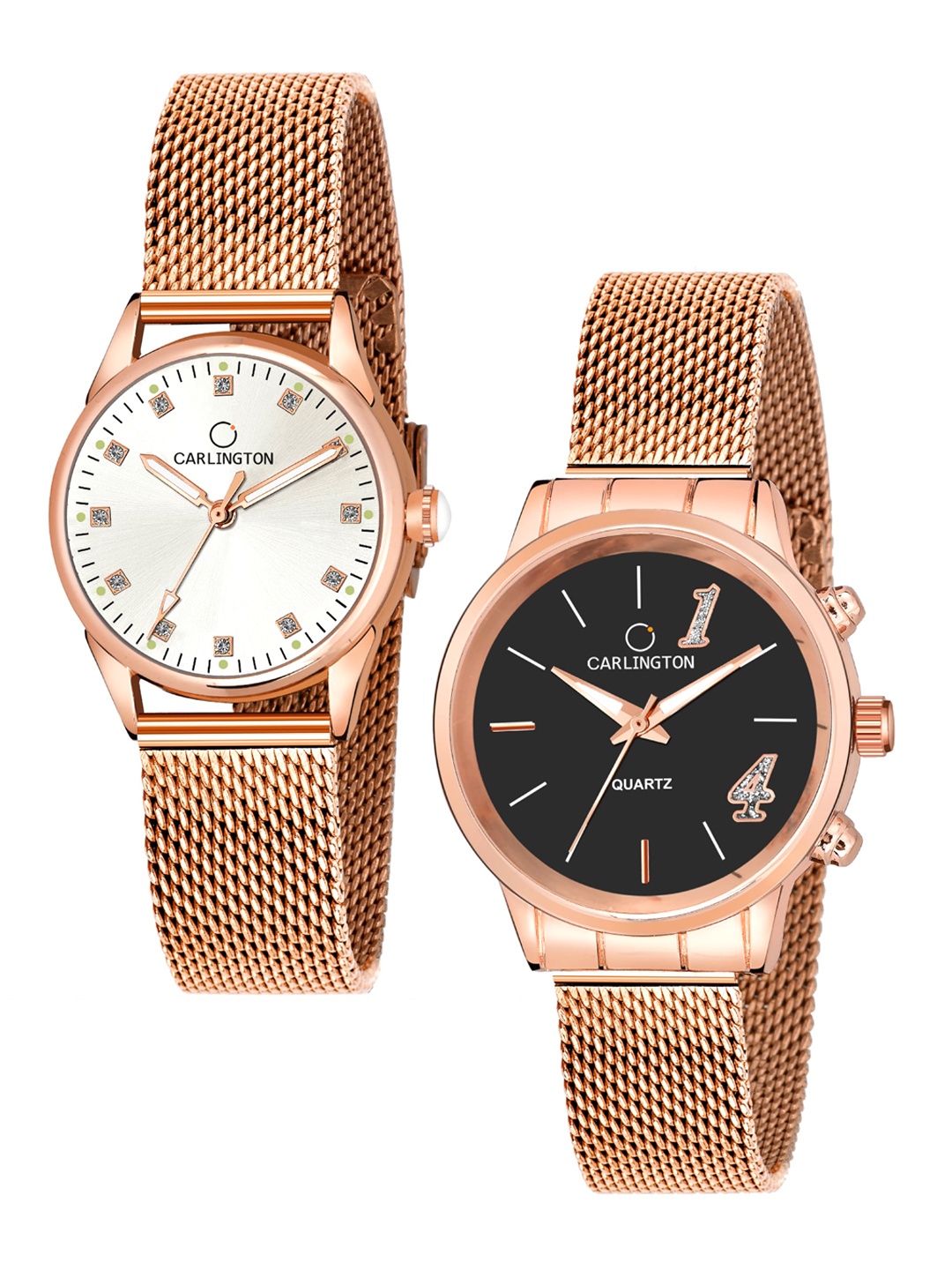 CARLINGTON Women Set of 2 Analogue Watch - CT2003 RoseWhite-CT2012 RoseBlack, Rose gold
CARLINGTON Women Set of 2 Analogue Watch - CT2003 RoseWhite-CT2012 RoseBlack, Rose gold