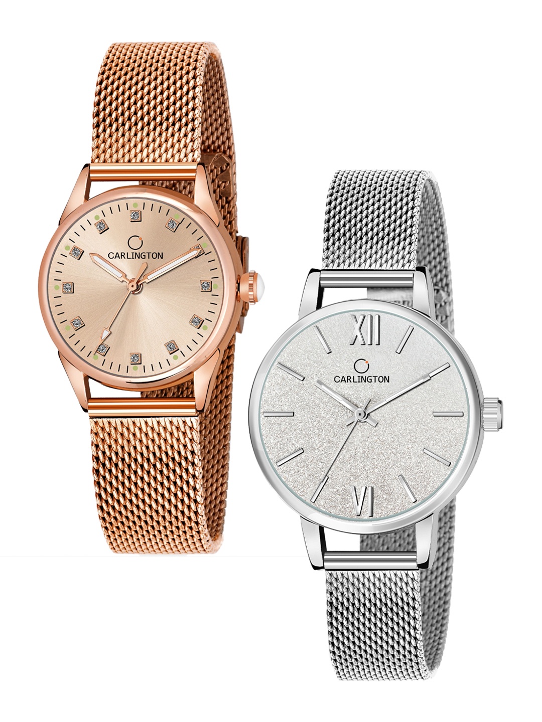 CARLINGTON Women Pack of 2 Rose Gold Toned Stainless Steel Bracelet Style Straps Watches
CARLINGTON Women Pack of 2 Rose Gold Toned Stainless Steel Bracelet Style Straps Watches