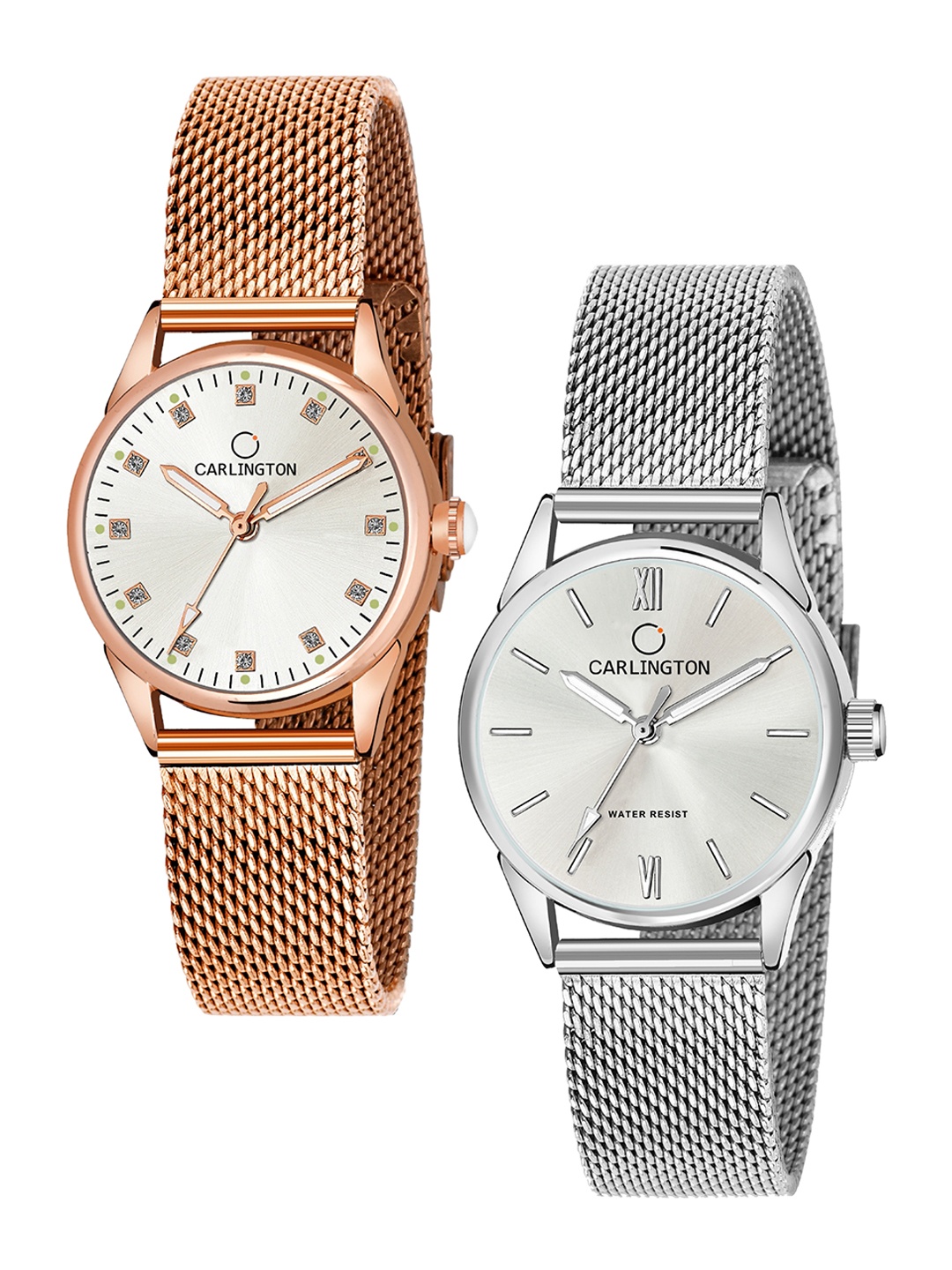 CARLINGTON Women Set Of 2 Rose Gold Toned Analogue Watch CT2003 RoseWhite-CT2008 Silver
CARLINGTON Women Set Of 2 Rose Gold Toned Analogue Watch CT2003 RoseWhite-CT2008 Silver