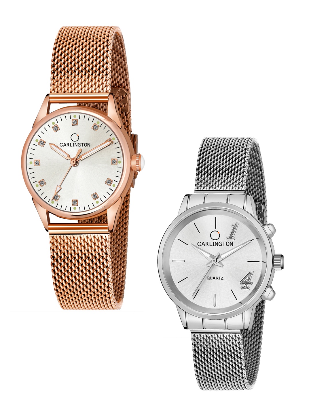 CARLINGTON Women Set of 2 Analogue Watch CT2003 RoseWhite-CT2012 Silver, Rose gold
CARLINGTON Women Set of 2 Analogue Watch CT2003 RoseWhite-CT2012 Silver, Rose gold