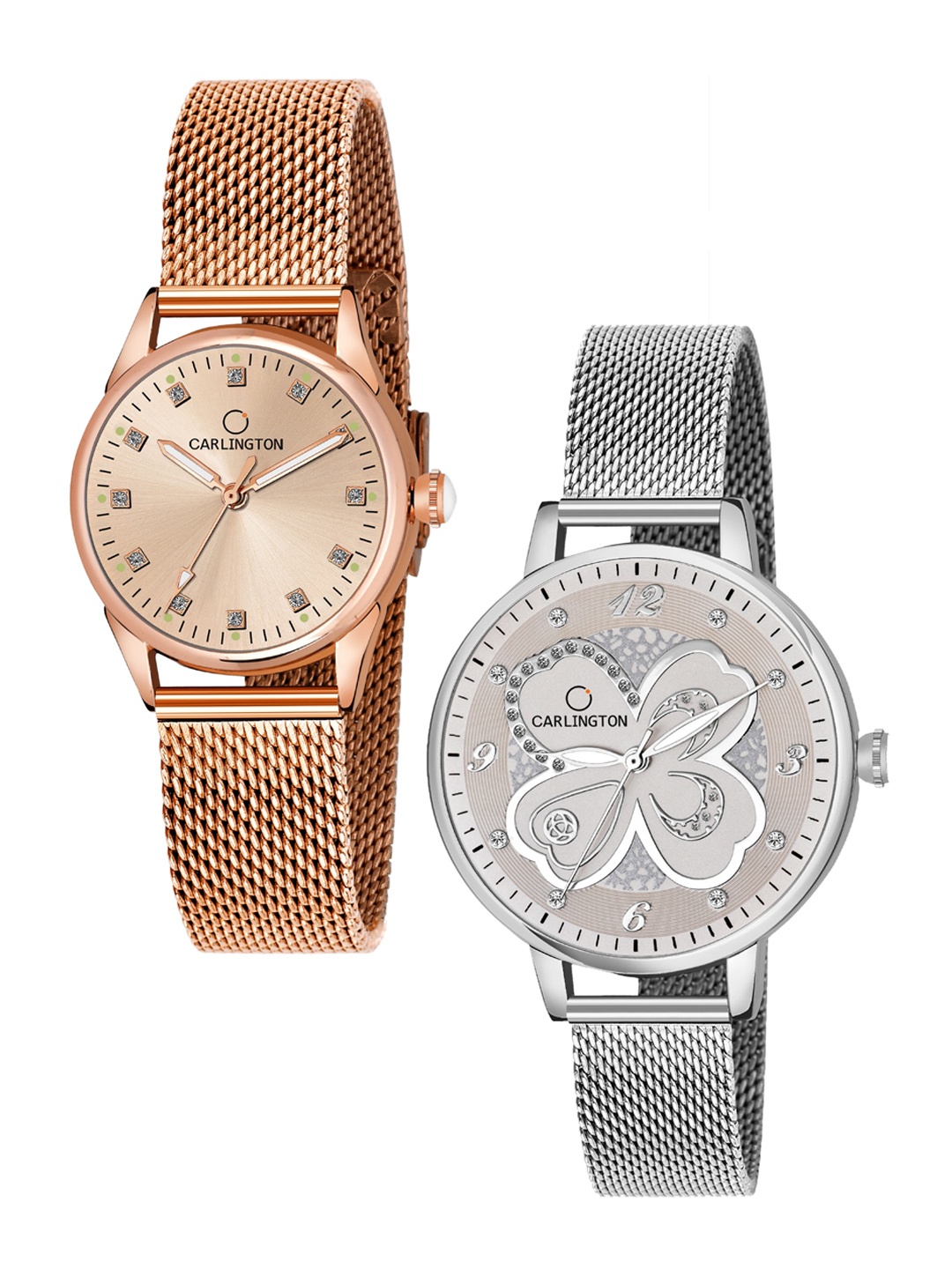 CARLINGTON Women Set Of 2 Multicoloured Embellished Dial & Stainless Steel Bracelet Straps Watch CT2003 RoseGold-CT2019 Silver, Multi
CARLINGTON Women Set Of 2 Multicoloured Embellished Dial & Stainless Steel Bracelet Straps Watch CT2003 RoseGold-CT2019 Silver, Multi