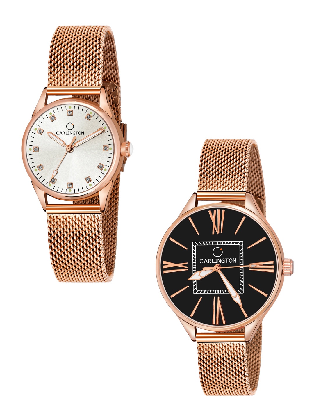 CARLINGTON Women Set of 2 Analogue Watch CT2003 RoseWhite-CT2015 RoseBlack, Rose gold
CARLINGTON Women Set of 2 Analogue Watch CT2003 RoseWhite-CT2015 RoseBlack, Rose gold