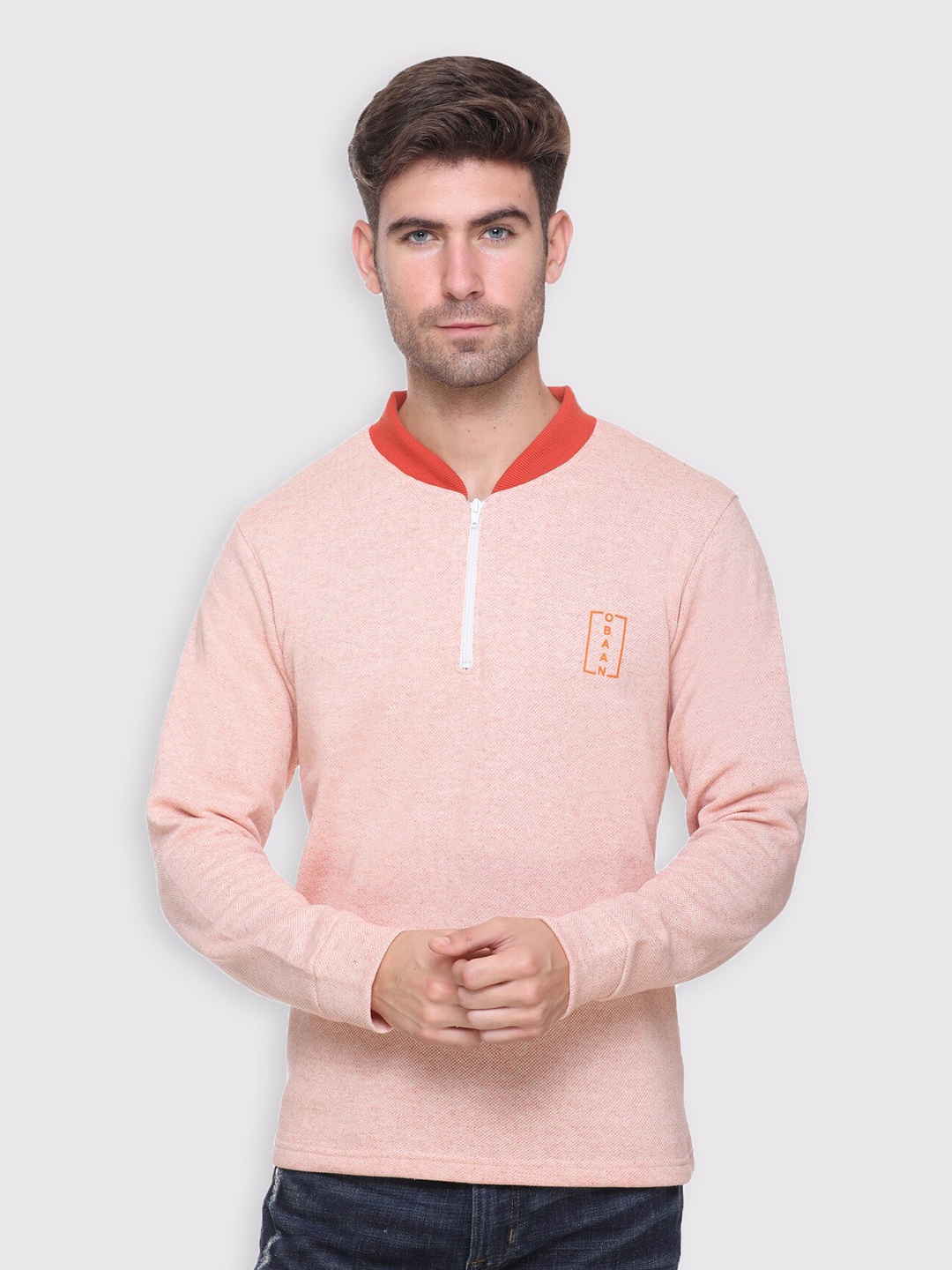 Obaan Men Orange Sweatshirt