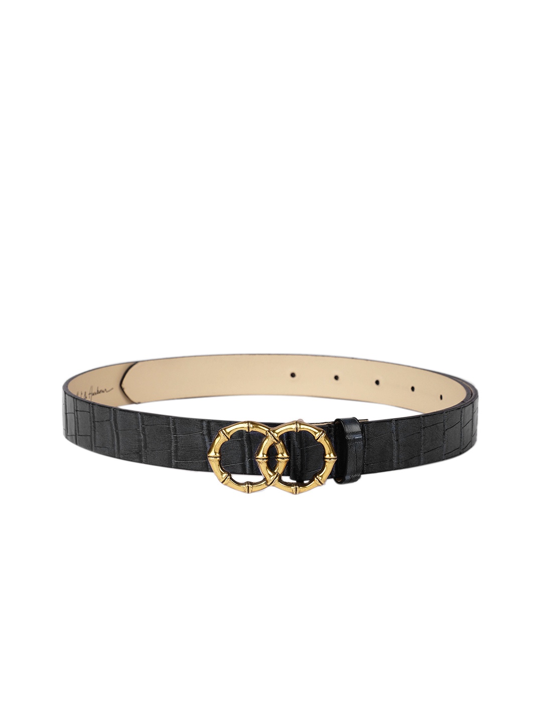Mast & Harbour Women Black Textured Belt