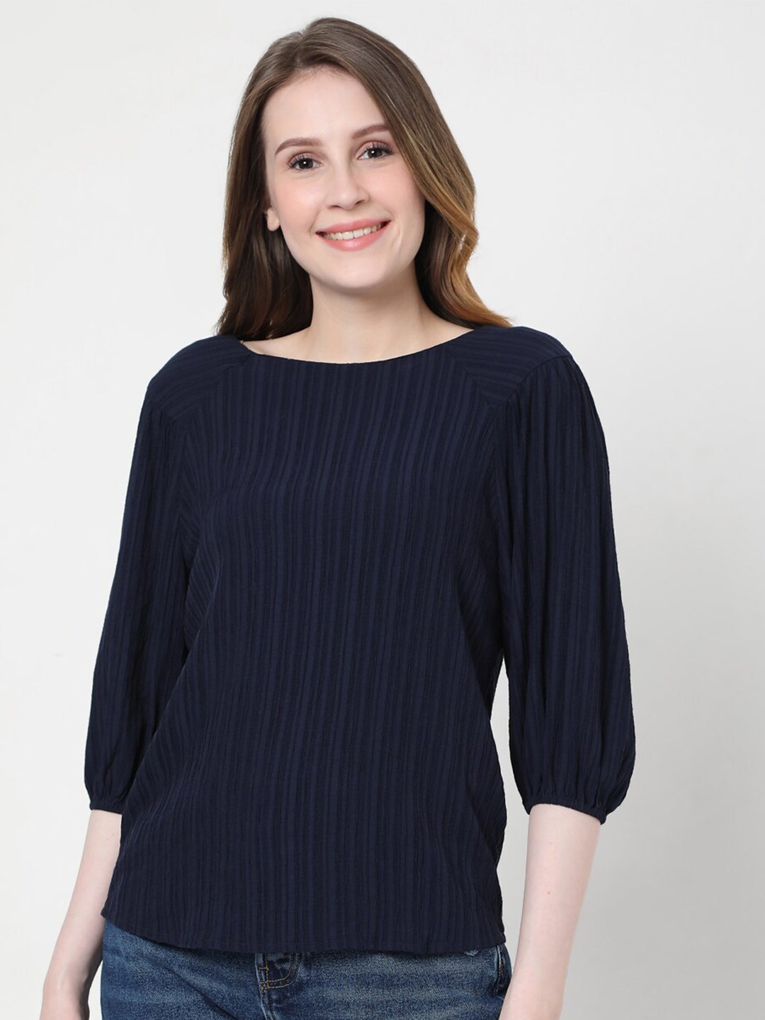 Vero Moda Navy Blue Striped Top