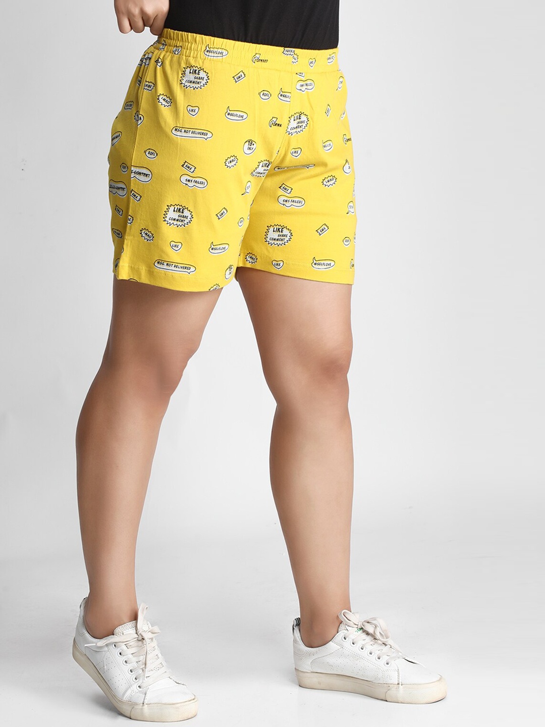 Dream of Glory Inc Women Yellow Printed Hot Pants Shorts