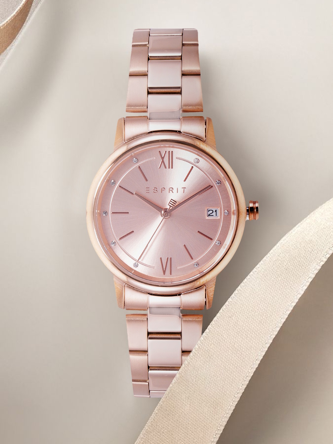 ESPRIT Women Rose Gold-Toned Dial & Bracelet Style Straps Analogue Watch ES1L181M0105
ESPRIT Women Rose Gold-Toned Dial & Bracelet Style Straps Analogue Watch ES1L181M0105