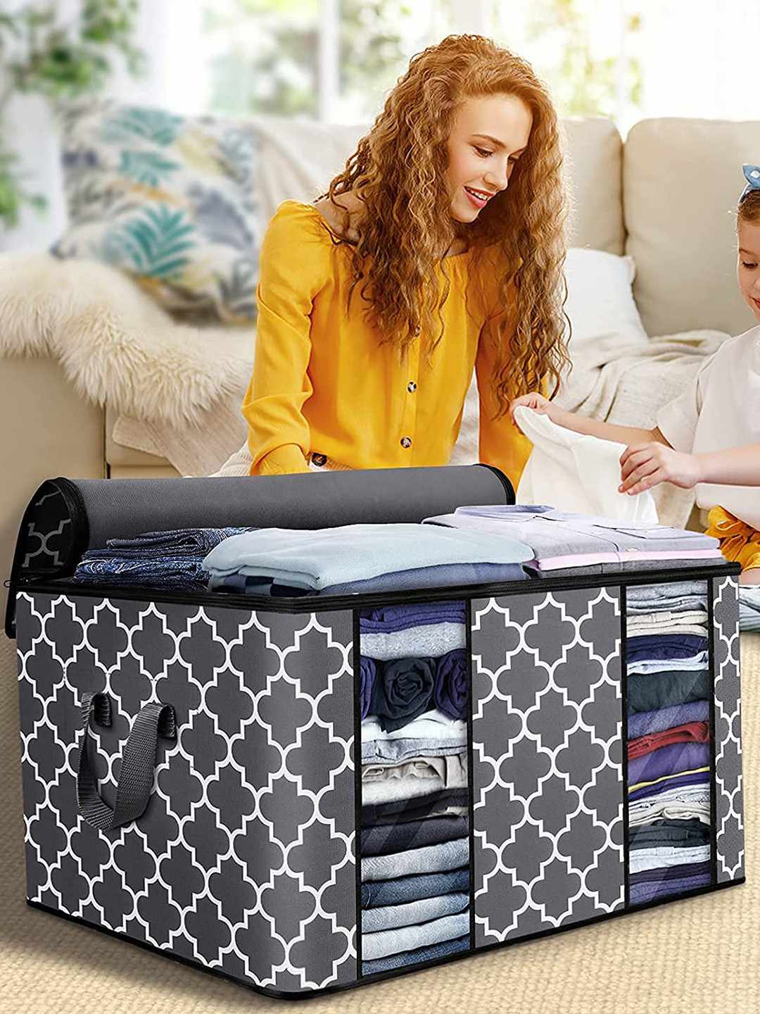 HOUSE OF QUIRK Set of 3 Charcoal Grey & White Printed Large Blanket Clothes Foldable Organisers
HOUSE OF QUIRK Set of 3 Charcoal Grey & White Printed Large Blanket Clothes Foldable Organisers