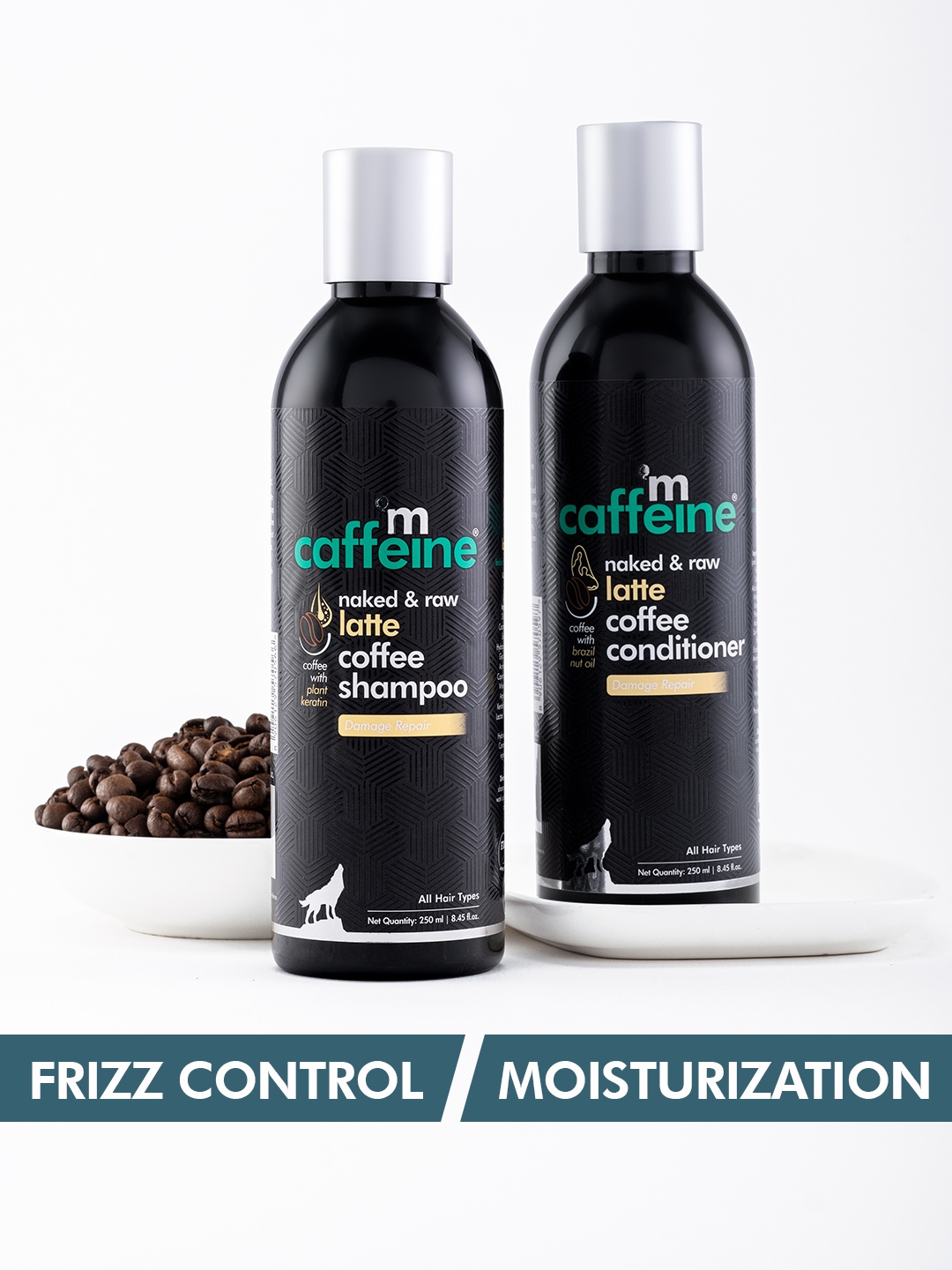 MCaffeine Damage Repair Latte Coffee Shampoo & Hair Conditioner Combo 2x250 ml, Black
MCaffeine Damage Repair Latte Coffee Shampoo & Hair Conditioner Combo 2x250 ml, Black