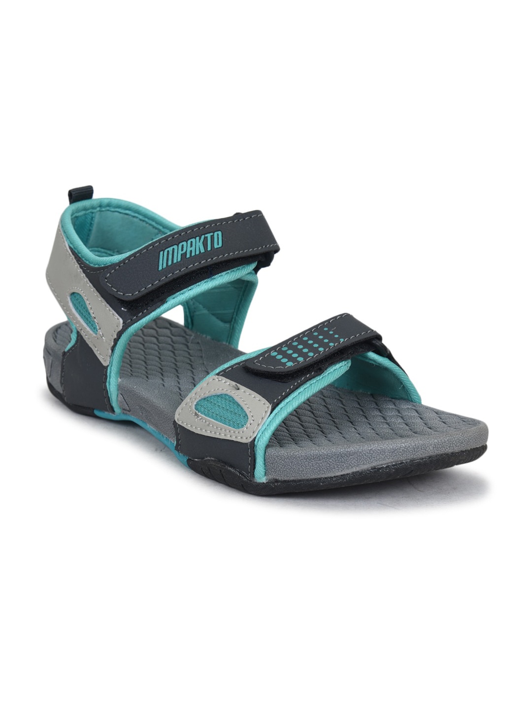 IMPAKTO Women Grey & Blue Sports Sandals