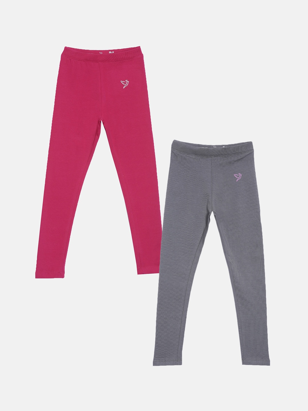 TWIN BIRDS Girls Pack Of 2 Solid Pure Cotton Tailored-Fit Ankle-Length Leggings, Grey
TWIN BIRDS Girls Pack Of 2 Solid Pure Cotton Tailored-Fit Ankle-Length Leggings, Grey