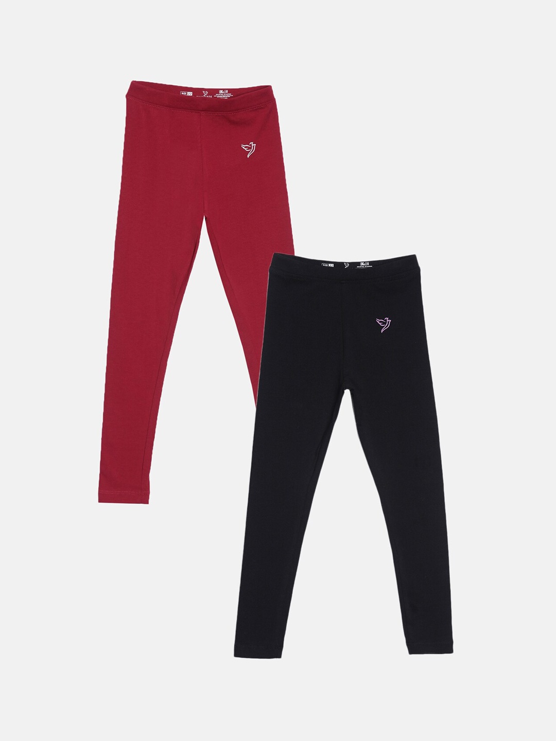 TWIN BIRDS Girls Pack Of 2 Solid Tailored-Fit Pure Cotton Ankle-Length Leggings, Black
TWIN BIRDS Girls Pack Of 2 Solid Tailored-Fit Pure Cotton Ankle-Length Leggings, Black