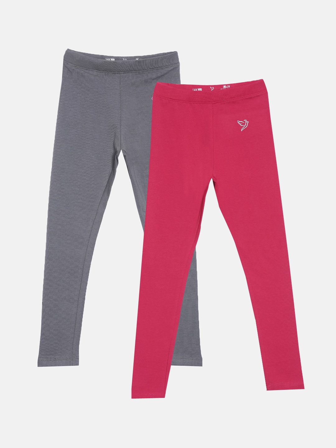 TWIN BIRDS Girls Pack Of 2 Solid Pure Cotton Tailored-Fit Ankle-Length Leggings, Grey
TWIN BIRDS Girls Pack Of 2 Solid Pure Cotton Tailored-Fit Ankle-Length Leggings, Grey