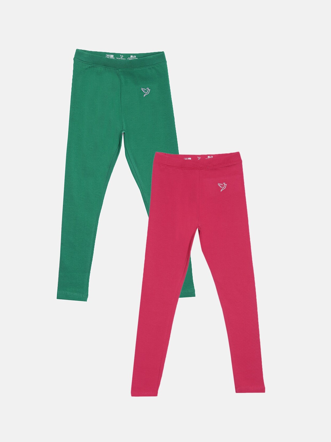 TWIN BIRDS Girls Pack Of 2 Solid Ankle-Length Tailored-Fit Pure Cotton Leggings, Green
TWIN BIRDS Girls Pack Of 2 Solid Ankle-Length Tailored-Fit Pure Cotton Leggings, Green