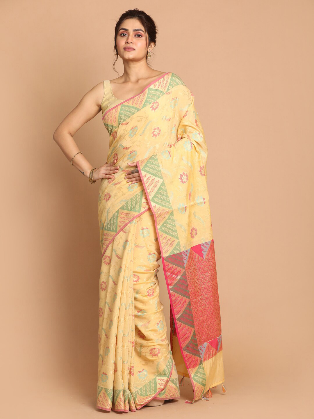 Indethnic Women Beige Woven Design Banarasi Saree
Indethnic Women Beige Woven Design Banarasi Saree