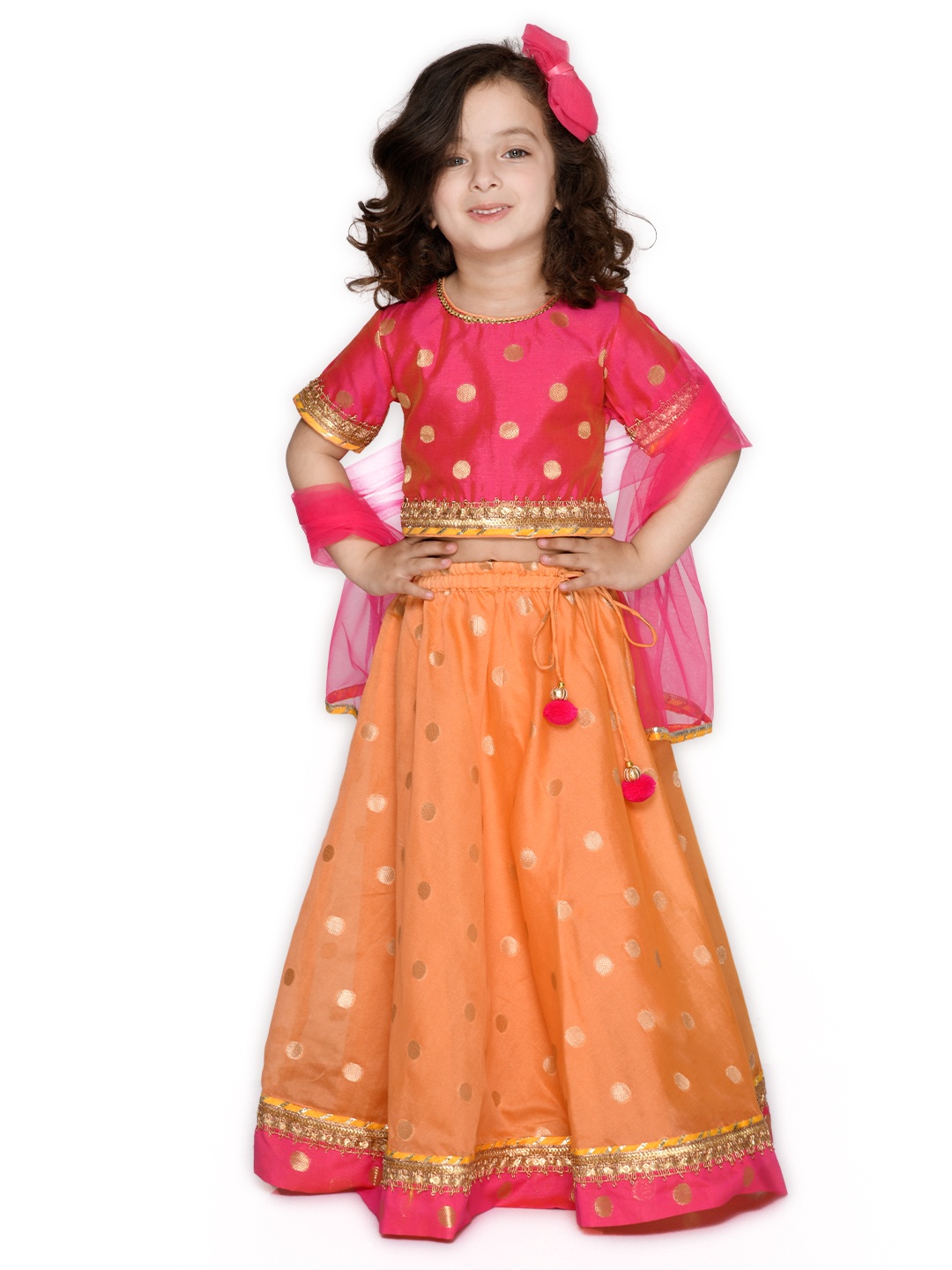 SAKA DESIGNS Girls Magenta & Peach-Coloured Ready To Wear Lehenga Choli With Dupatta
SAKA DESIGNS Girls Magenta & Peach-Coloured Ready To Wear Lehenga Choli With Dupatta