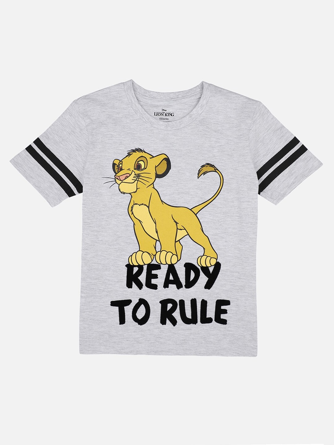 Kids Ville Boys Grey Lion King Printed Pure Cotton T-shirt