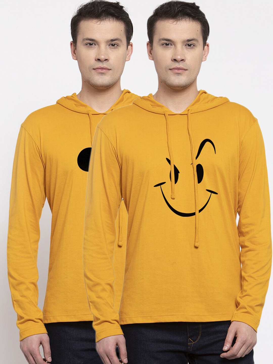 Friskers Men Yellow Pack of 2 Mickey Mouse Printed Cotton T-shirt
