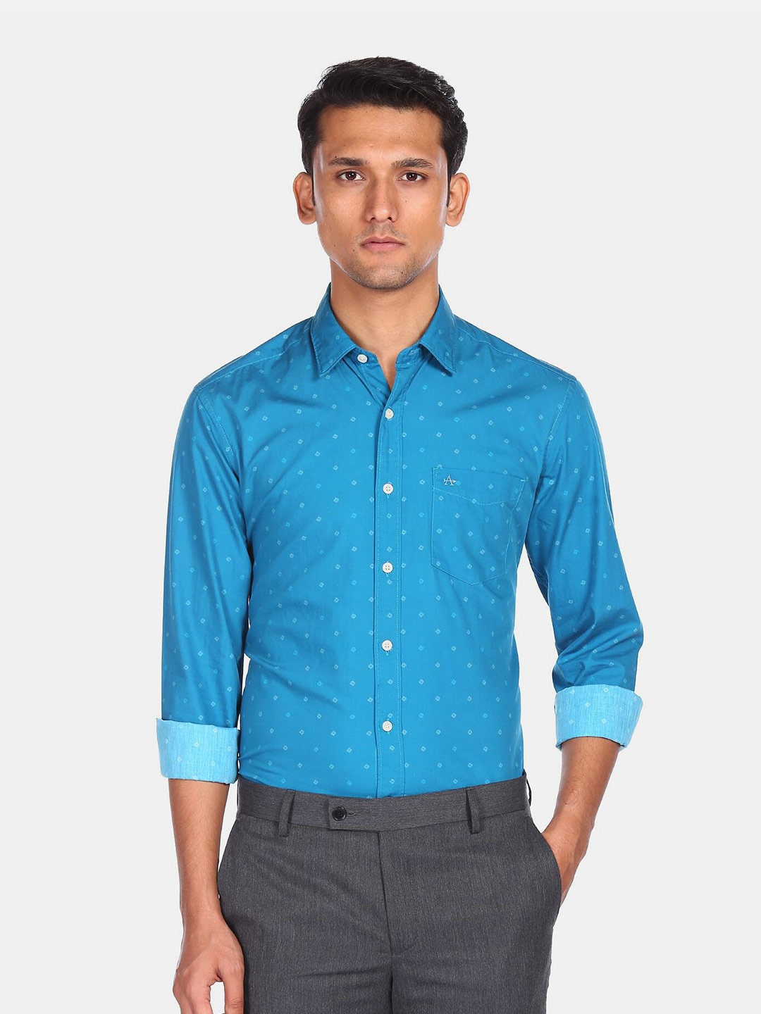 Arrow Sport Men Blue Printed Cotton Casual Shirt