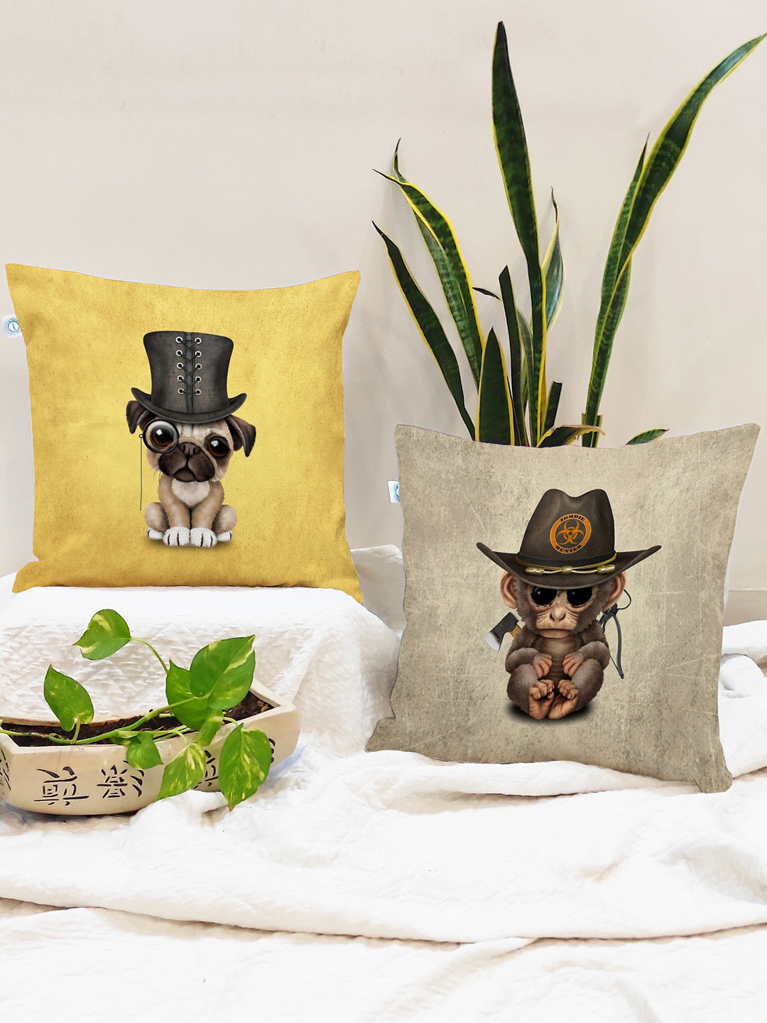 STITCHNEST Yellow & Beige Set of 2 Abstract Square Cushion Covers
STITCHNEST Yellow & Beige Set of 2 Abstract Square Cushion Covers