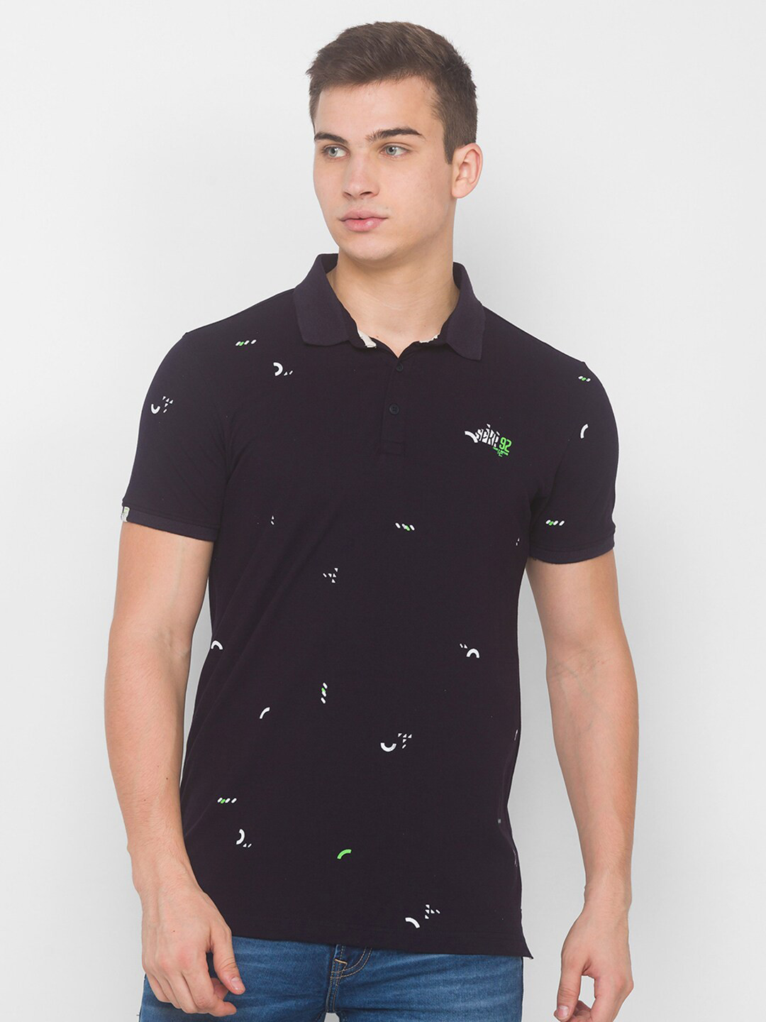 SPYKAR Men Navy Blue & White Printed Polo Collar Slim Fit T-shirt
SPYKAR Men Navy Blue & White Printed Polo Collar Slim Fit T-shirt