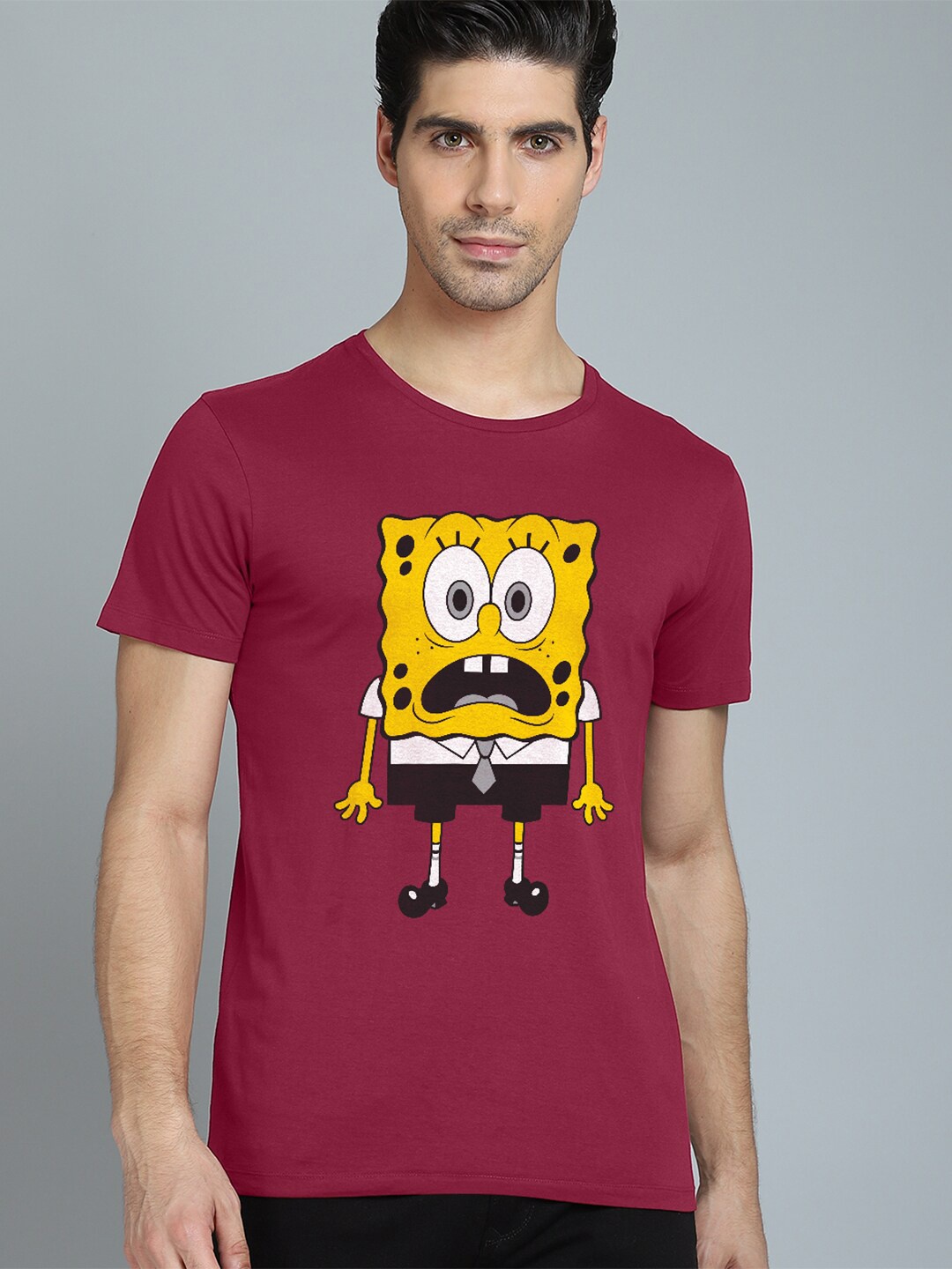 Free Authority Men Red Sponge Bob Printed T-shirt