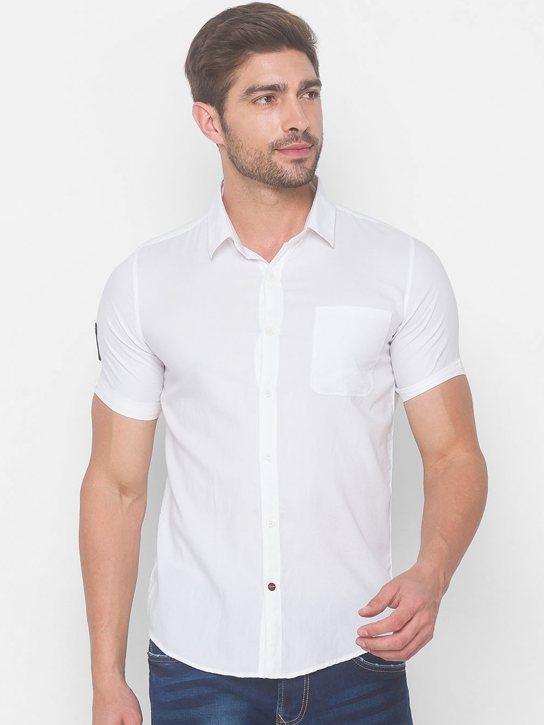 SPYKAR Men White Casual Shirt
