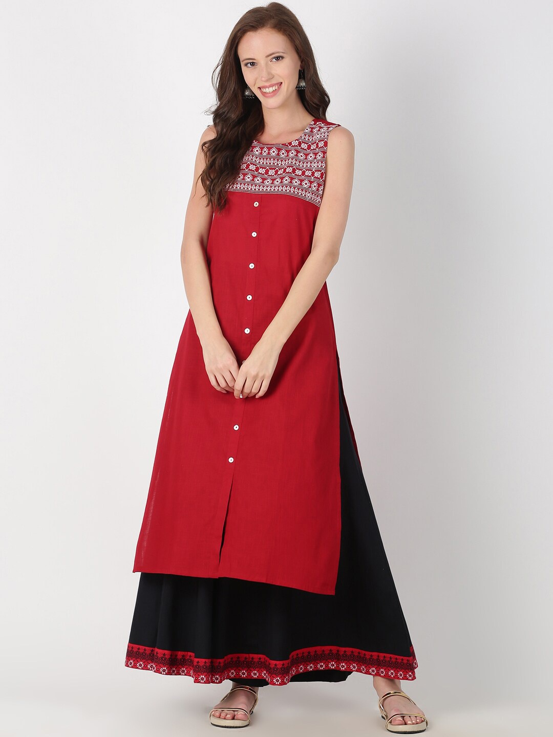 Saffron Threads Women Maroon Embroidered Thread Work Pure Cotton Kurta with Palazzos
Saffron Threads Women Maroon Embroidered Thread Work Pure Cotton Kurta with Palazzos