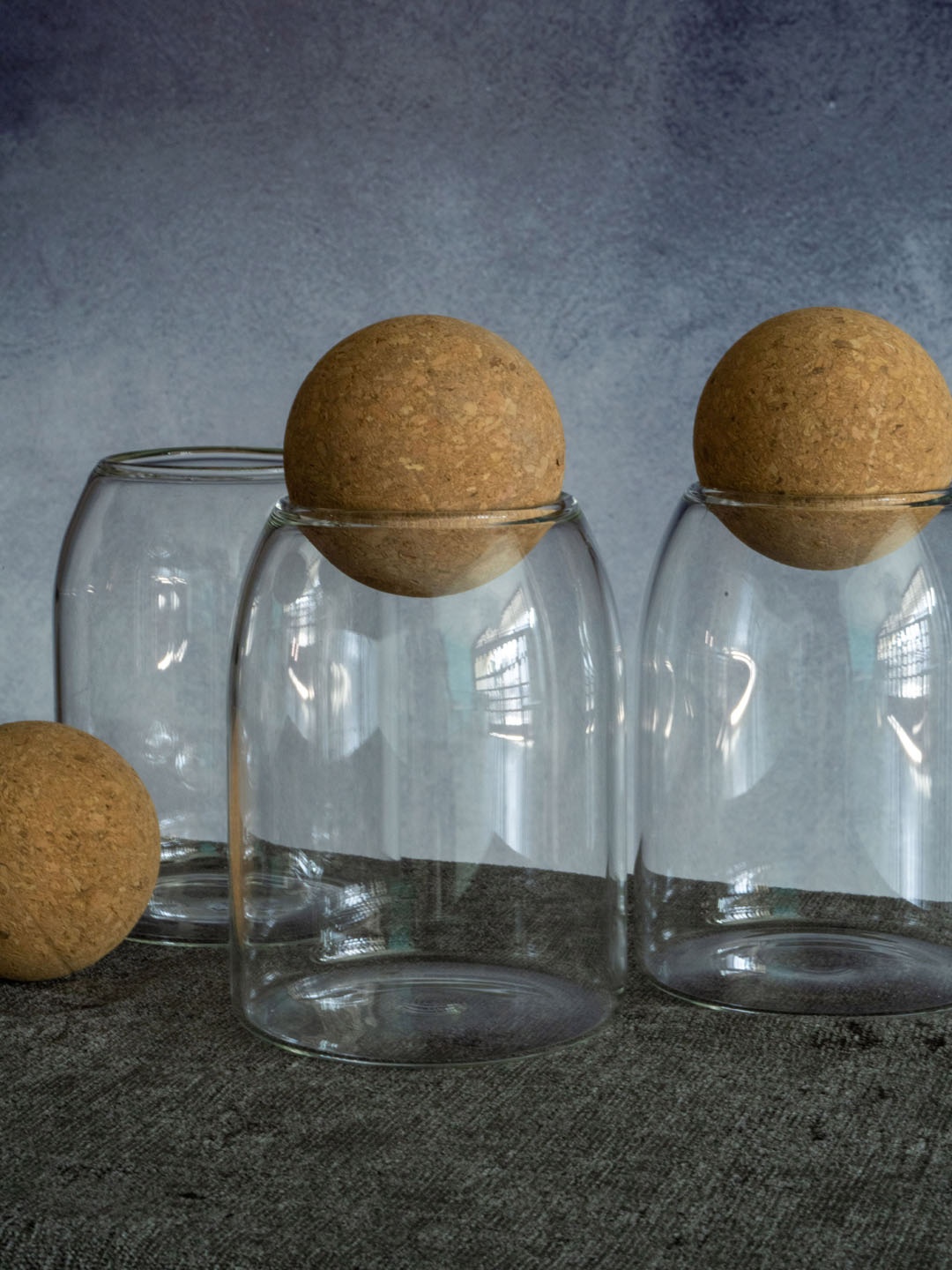 GOODHOMES Pack Of 3 Transparent & Brown Glass Jar With Lid