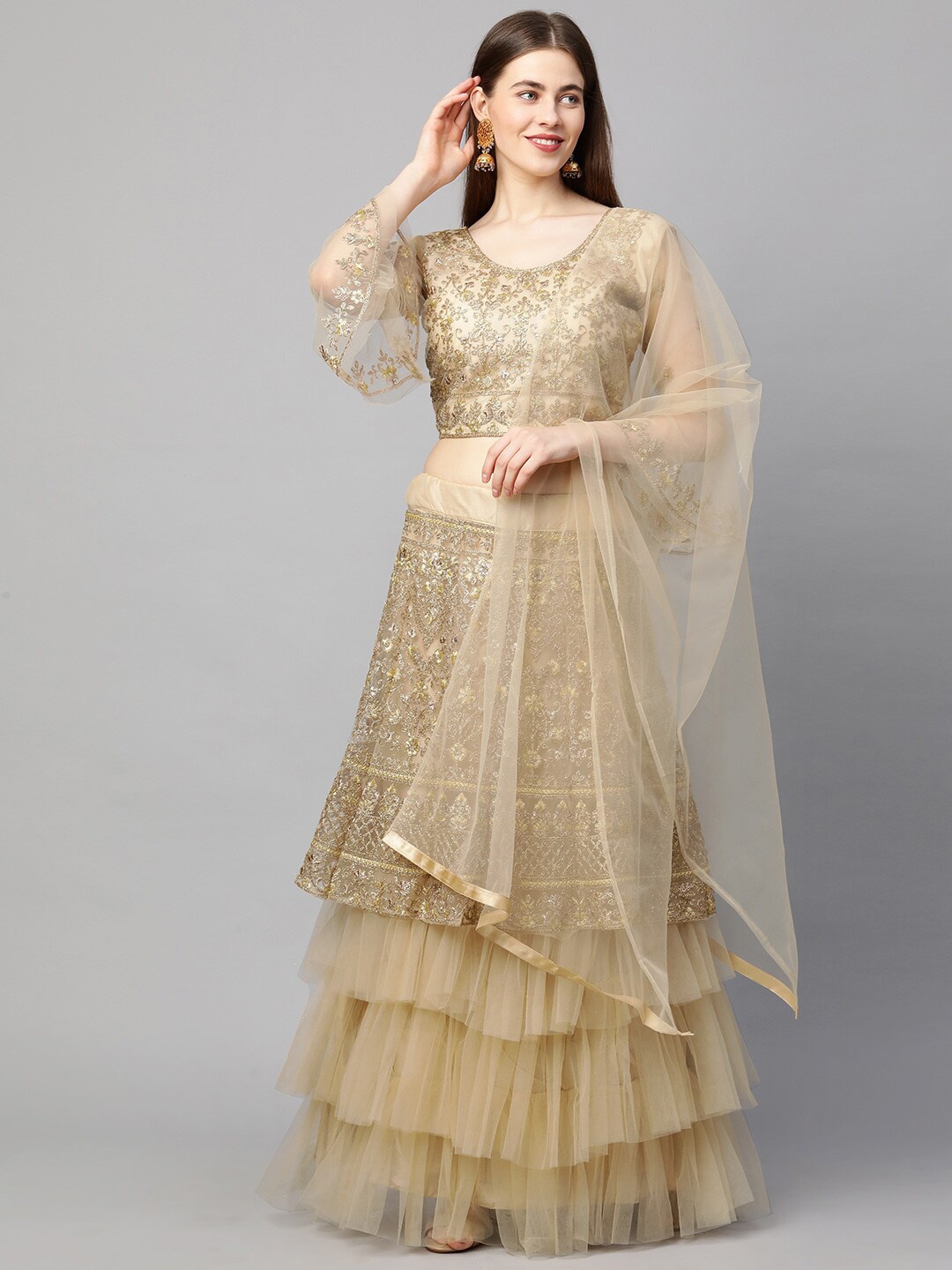 RedRound Beige Embroidered Semi-Stitched Lehenga & Unstitched Blouse With Dupatta
RedRound Beige Embroidered Semi-Stitched Lehenga & Unstitched Blouse With Dupatta