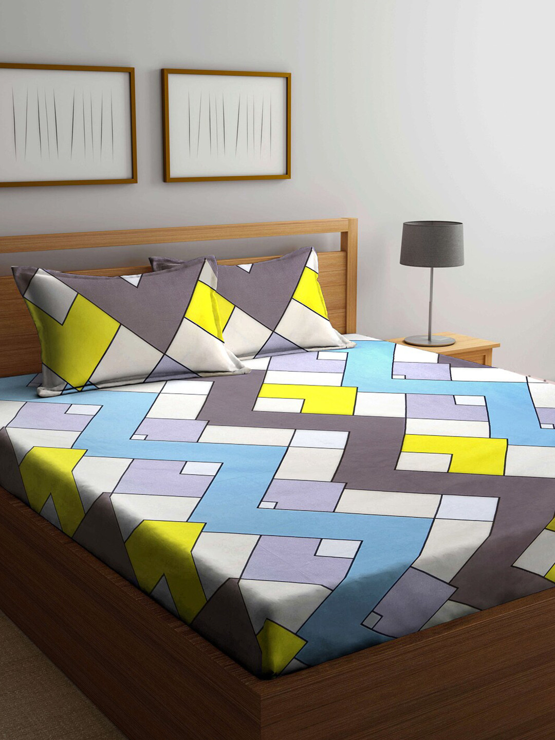 KLOTTHE Multicoloured Geometric 210 TC King Bedsheet with 2 Pillow Covers, Multi
KLOTTHE Multicoloured Geometric 210 TC King Bedsheet with 2 Pillow Covers, Multi