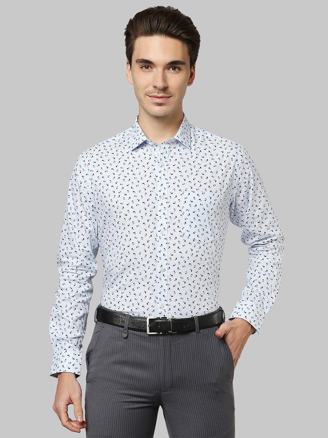Park Avenue Men Blue Slim Fit Floral Printed Formal Shirt