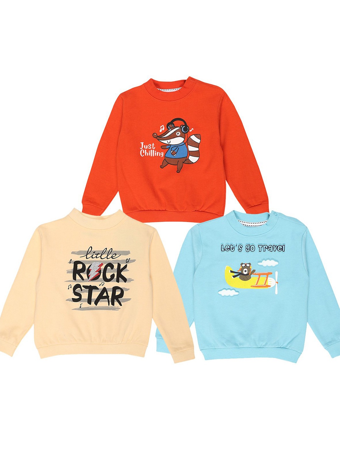 The Mom Store Kids Multicoloured Pack of 3 Printed Sweatshirt, Multi