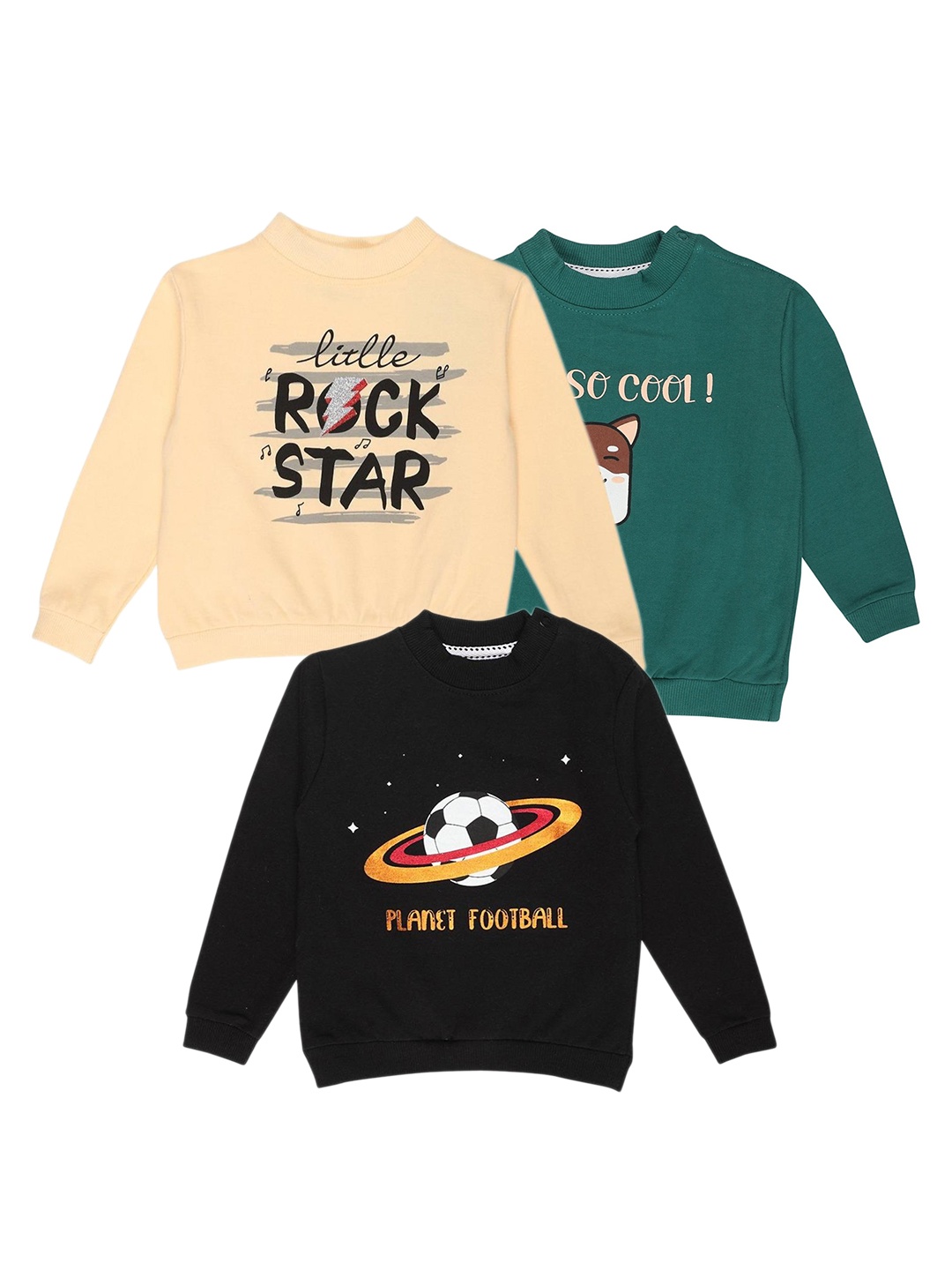 The Mom Store Kids Pack Of 3 Printed Sweatshirt, Beige