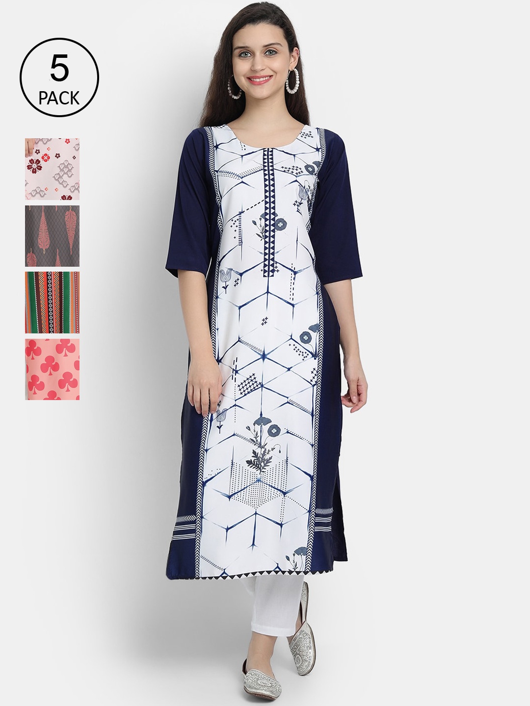 7Threads Women Pack Of 5 Kurtas, Multi