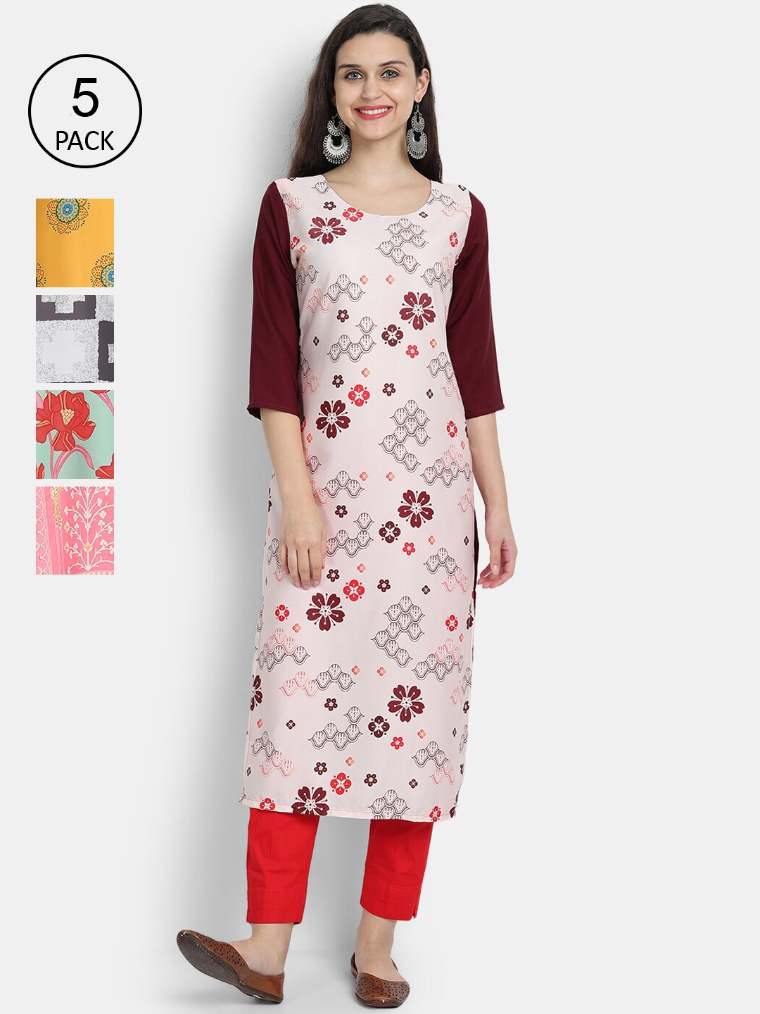 7Threads Women Multicoloured Floral Printed Cold-Shoulder Sleeves Mirror Work Crepe Kurta, Multi
7Threads Women Multicoloured Floral Printed Cold-Shoulder Sleeves Mirror Work Crepe Kurta, Multi