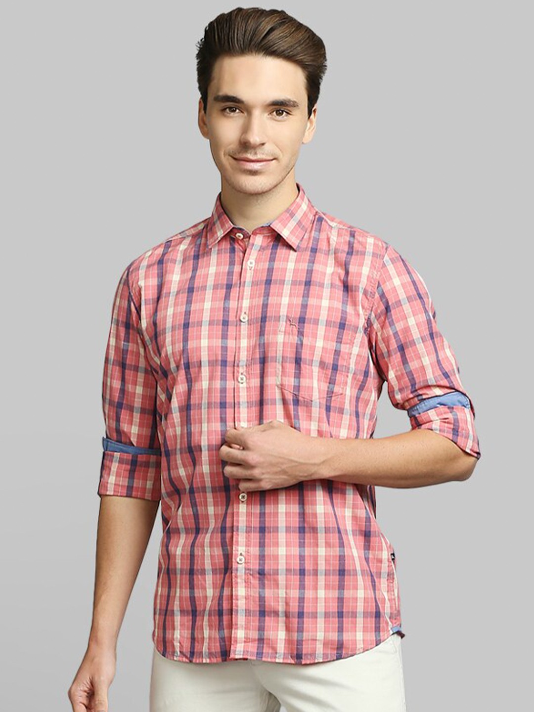 Parx Men Red Slim Fit Tartan Checks Checked Casual Shirt