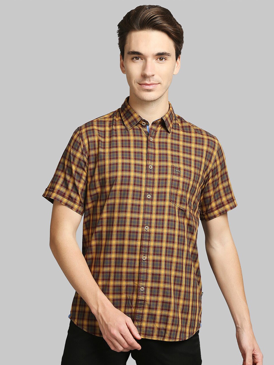 Parx Men Green Slim Fit Checked Casual Shirt